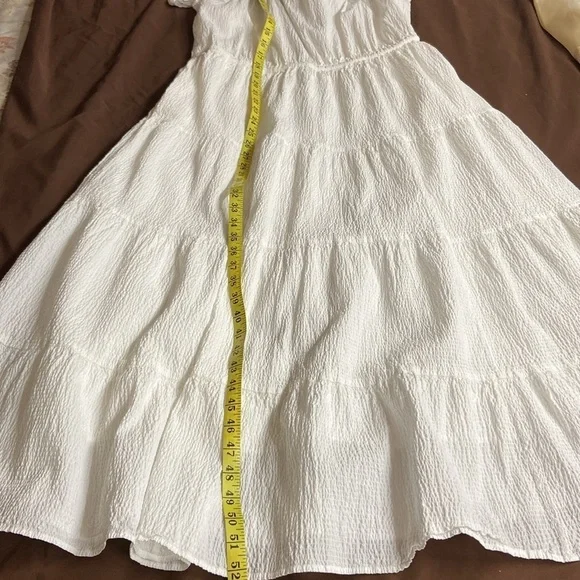 & Other Stories Women’s White Elastic Puff Sleeve ,Tie Back,Midi Dress.Size-US-M - Picture 9 of 12